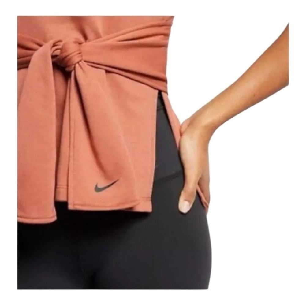 Nike Studio Yoga Training Top SS Wrap Rust Size Small - Picture 4 of 10